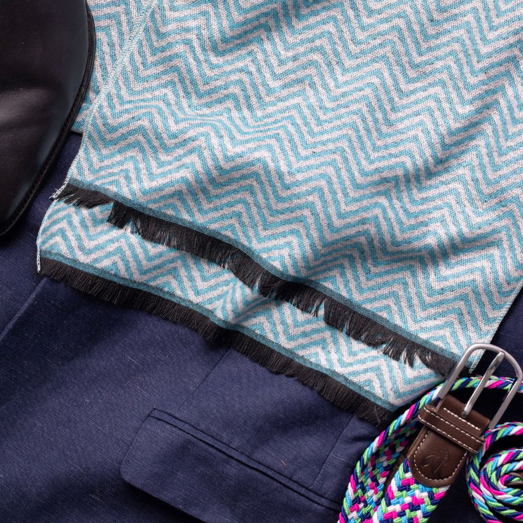 Light Blue Herringbone Bamboo Scarf