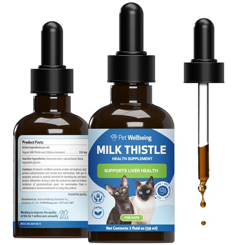 Pet Wellbeing Milk Thistle for Cats - Supports Liver Health, Healthy Detoxification, Antioxidant Support, Liver Cell Support, Silymarins - Veterinarian-Formulated Herbal Supplement - 2 oz (59 ml)
