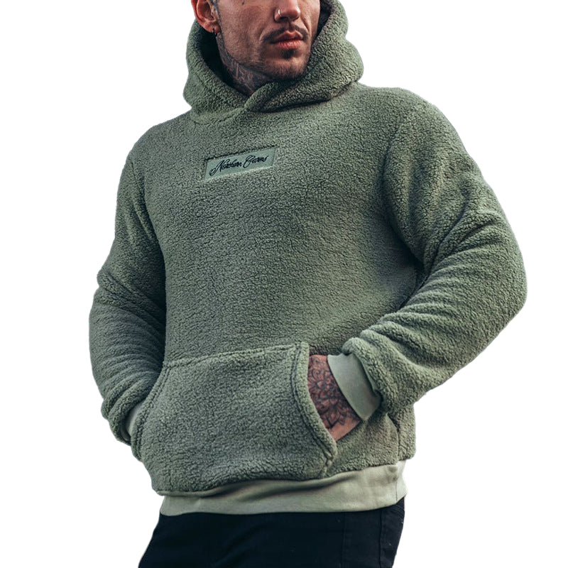 Men’s Plush Hoodie Sweatshirt with Big Pocket