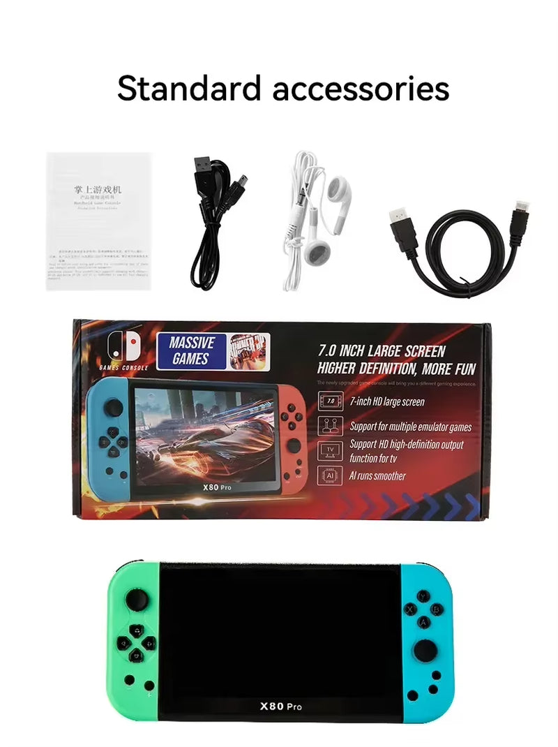 X80 Pro Handheld Game Console Psp Intelligent Retro Arcade Game Console Video Music Player 7-Inch Display Portable Game Console