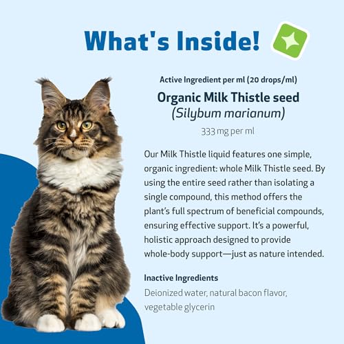 Pet Wellbeing Milk Thistle for Cats - Supports Liver Health, Healthy Detoxification, Antioxidant Support, Liver Cell Support, Silymarins - Veterinarian-Formulated Herbal Supplement - 2 oz (59 ml)