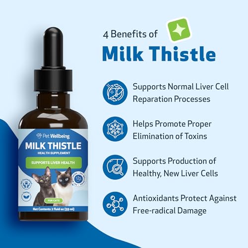 Pet Wellbeing Milk Thistle for Cats - Supports Liver Health, Healthy Detoxification, Antioxidant Support, Liver Cell Support, Silymarins - Veterinarian-Formulated Herbal Supplement - 2 oz (59 ml)