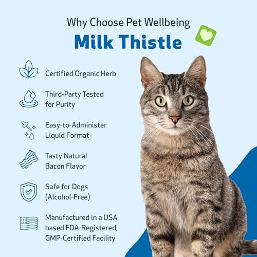 Pet Wellbeing Milk Thistle for Cats - Supports Liver Health, Healthy Detoxification, Antioxidant Support, Liver Cell Support, Silymarins - Veterinarian-Formulated Herbal Supplement - 2 oz (59 ml)