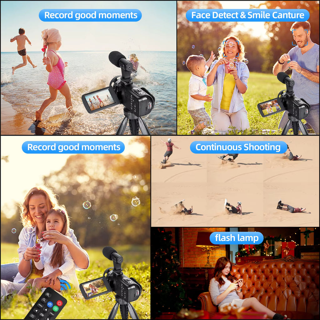 2.7K Video Camera 42MP Digital Camera Vlogging Camera for 3.0Inch Flip Screen Camcorder with Remote Control