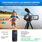 2.7K Video Camera 42MP Digital Camera Vlogging Camera for 3.0Inch Flip Screen Camcorder with Remote Control