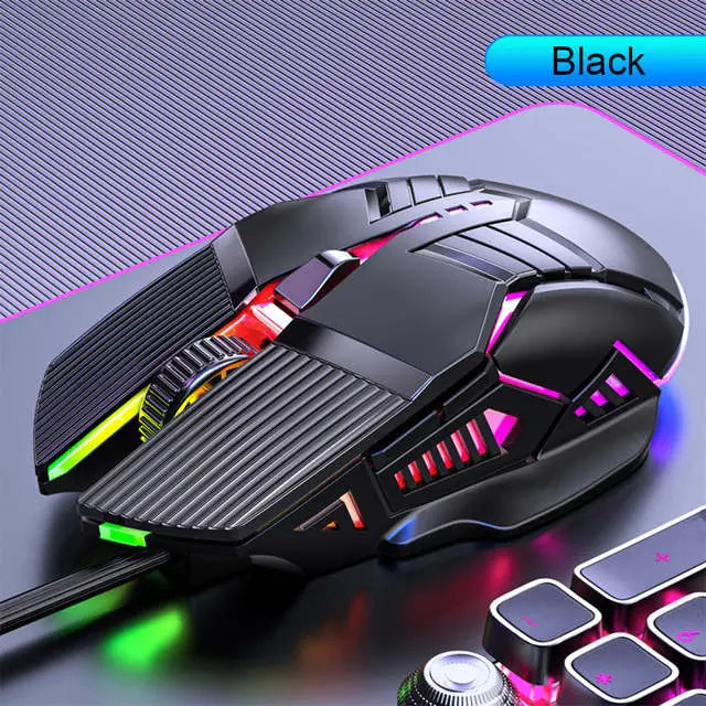 3200DPI Ergonomic RGB Wired Gaming Mouse with 6 Buttons